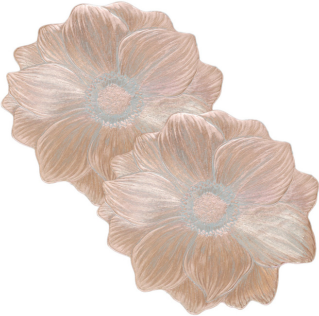 아메리칸로드 고급 플라워 미끄럼방지 식탁매트 YK026, 로즈골드, 2개, 38cm