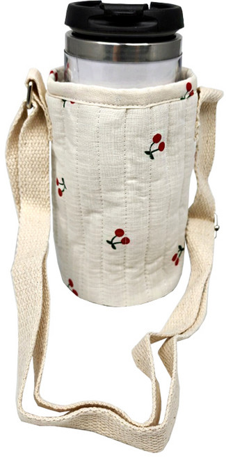 뷰레이터닷컴 엔조이 보온보냉 물병 가방, 아이보리 + 체리, 1개