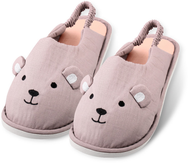 컬러매치 여성용 토리 고무바닥 쿠션 실내화, 핑크, 1개