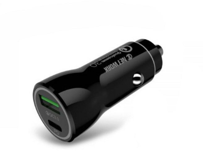 디씨네트워크 파우스트 PD 퀵차지3.0 듀얼 차량용 고속 충전기, ITS-PDCC01, 블랙