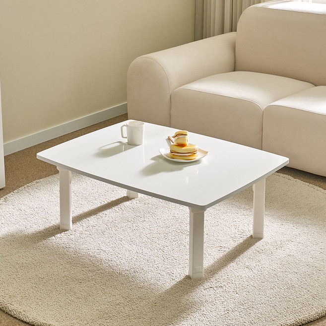 아이캔컴퍼니 국내산 LPM 4단 높이조절 라운드 접이식테이블, 퓨어화이트