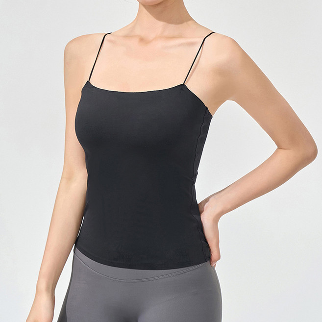 더시럽 여성용 슬림 캡내장 심리스 얇은 브라탑 끈 나시