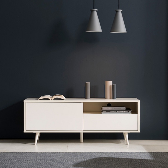 리바트 후아 다리형 거실장 방문설치, 퓨어화이트(거실장), 화이트(다릿발)