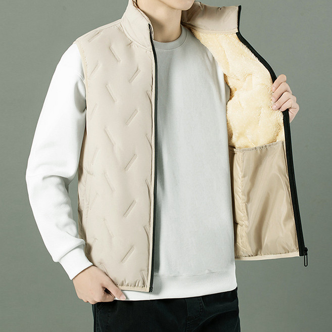 엘쏘 남성용 빅사이즈 겨울 플리스 벨벳 스탠드칼라 보온 패딩조끼