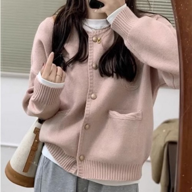I'M MONG 女款 Binio 寬鬆粉彩針織開襟衫