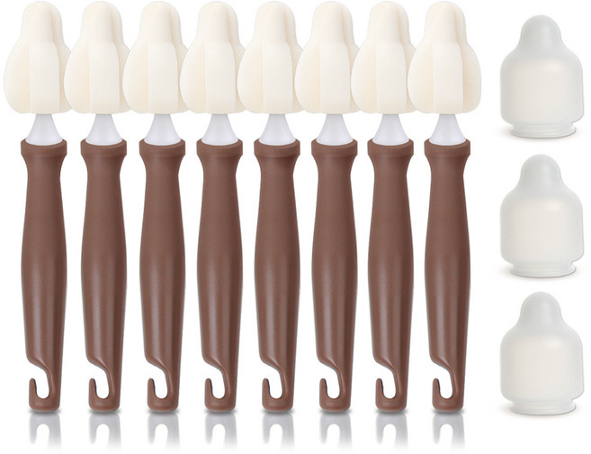 하이비 몽글이 미니솔 젖병 젖꼭지 세척솔 8p + 먼지캡 3p, 초코브라운, 1세트