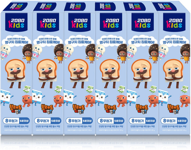 2080 키즈플러스 3스텝 스위트 치약, 80g, 6개