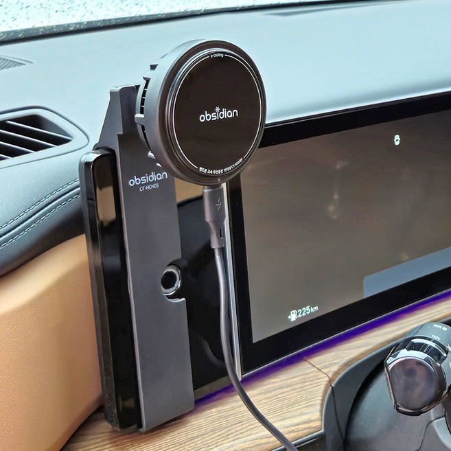 옵시디언 싼타페 MX5 전용 e쿨링 맥세이프 핸드폰 고속 무선충전 거치대, 블랙, CT-MW9PE+CT-HCH05