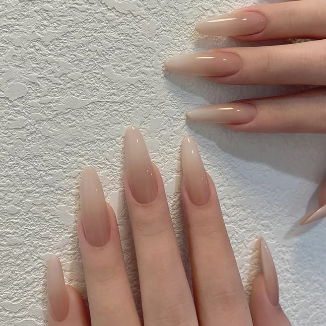 닷이프 여성용 심플 세리 그라데이션 네일팁, 1개, 크림베이지