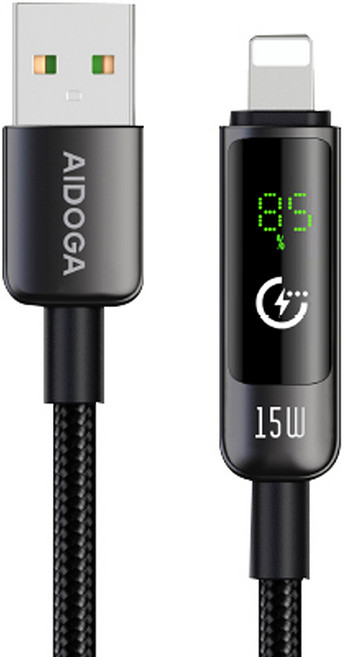 AIDOGA 艾迪伽 USB-A-Lightning充電傳輸編織快充線, 鈦灰色, 1個, 120cm