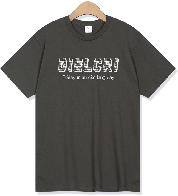 디엘크리 버블 타이핑 로고 남여공용 통기성 빅사이즈 베이직 라운드 17수 반팔 티셔츠