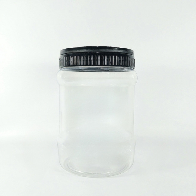 大寬口PET瓶 2L+蓋子 黑色組, 12組, 圓形瓶子+蓋子