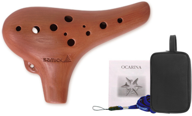 삼익악기 도자기 오카리나 SO-AC 내추럴 + 고급가죽케이스 + 고급스트랩 세트, 알토C, 브라운, 1개