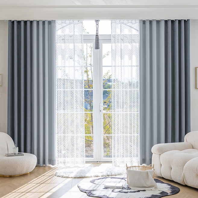 지나송 보노 화이트에디션 암막커튼 + 코디커튼 + 커튼봉 세트