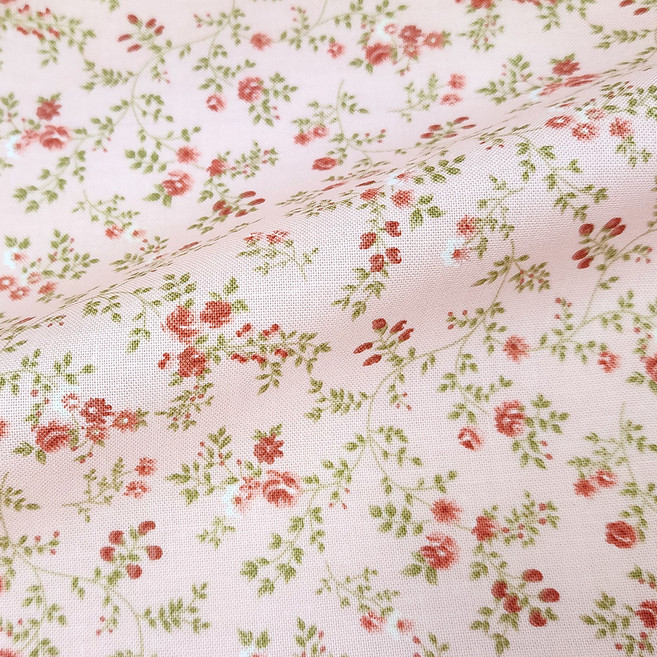 Leuhome 20支棉布料 復古花園圖案布料, 粉紅色, 1個