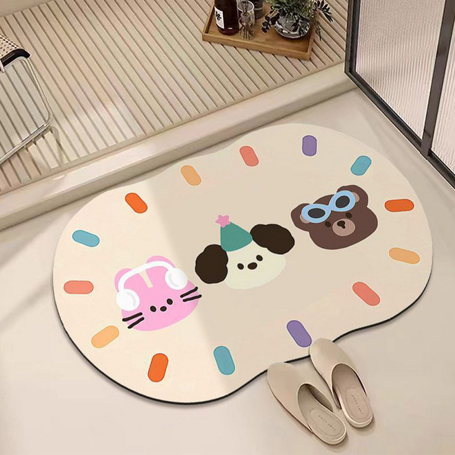 다다랜드 여행친구들 빨아쓰는 규조토 발매트 세친구, 아이보리