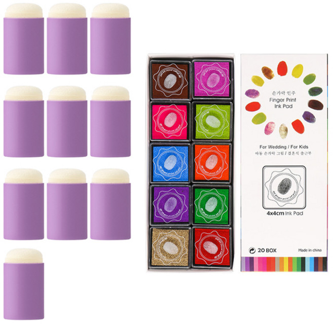 마켓감성 블렌딩 꾸미기 잉크 스폰지, 보라색, 10개