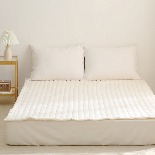 플로라침구 내추럴 40수 순면 밴딩 패드, 내추럴아이보리