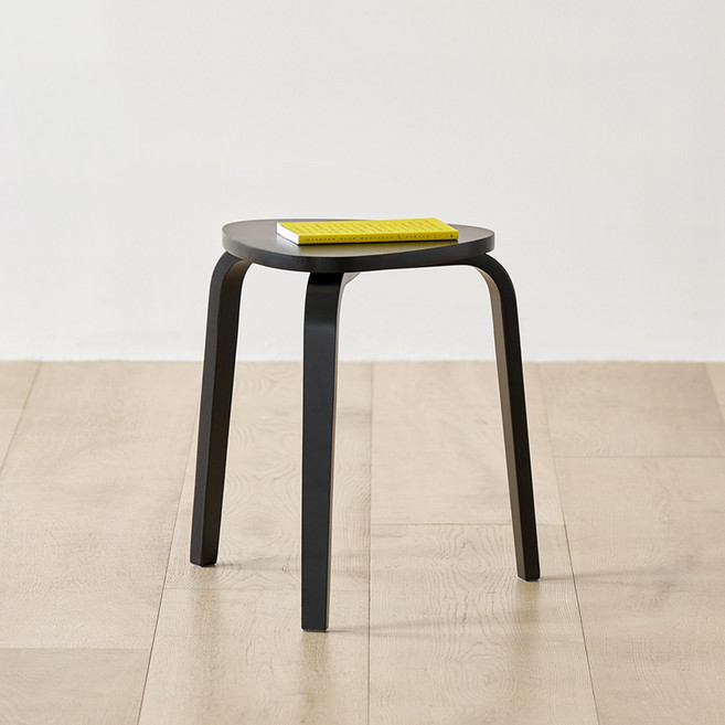 룸앤홈 페블 우드 스툴, 블랙, 1개