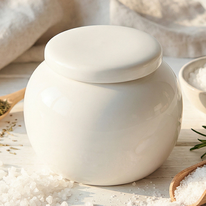 리드홈 미니 도자기 항아리 소금 단지, 화이트