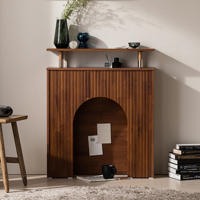 잉글랜더 멜론 템바보드 벽난로 콘솔 수납 장식장 800 방문설치, 멀바우브라운