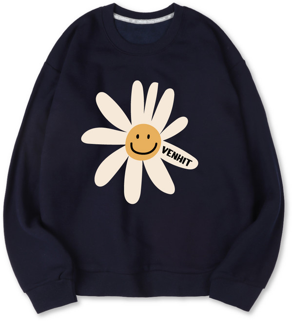 VENHIT 男女通用 Smile Flower 特殊雙面布料 寬鬆版型 大學T恤