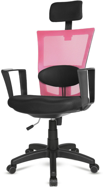 체어포커스 바른자세 메쉬 고급형 대요추헤드형 블랙바디 의자 MW800, 핑크
