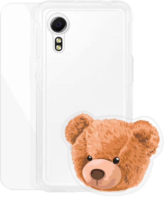 바니몽 아크릴 챠밍톡 + 클리어 젤리 휴대폰 케이스 + 강화유리 액정보호필름 세트2