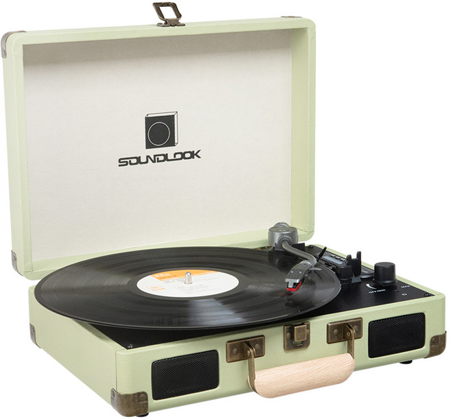 사운드룩 블루투스 가방형 LP 턴테이블, SLT-100BT, 올리브그린