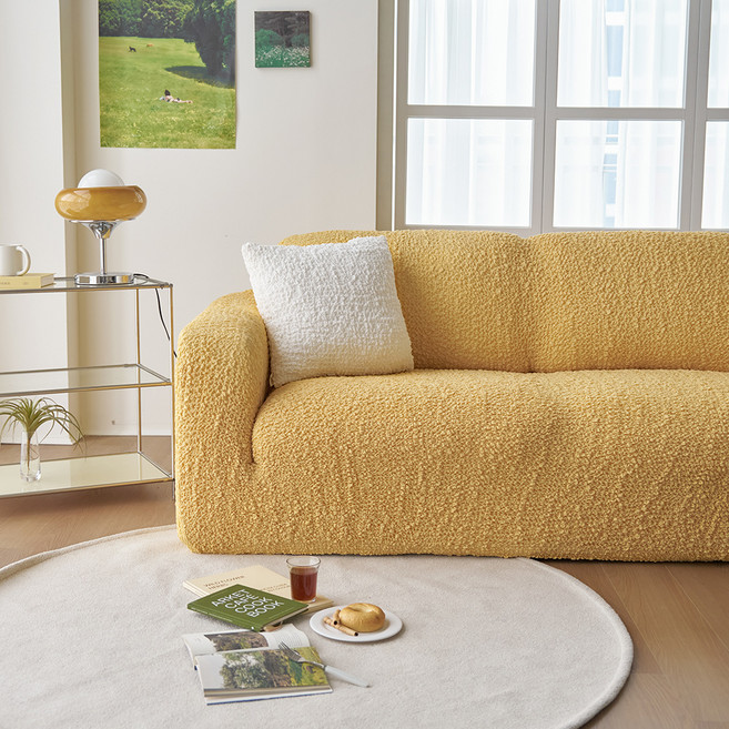 베베데코 고탄력 만능 스판 올핏 뱀부 소파커버, 허니옐로우, 1개