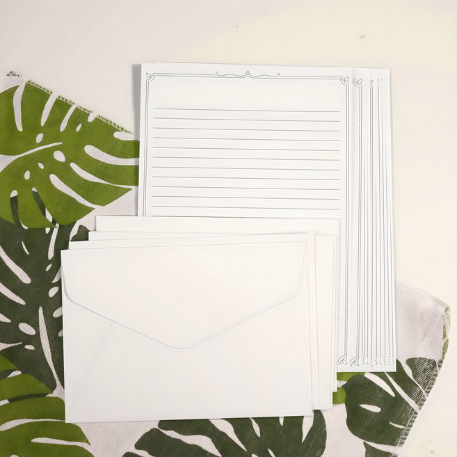 디어기프트 대용량 편지지 40p + 편지봉투 20p 세트, 화이트