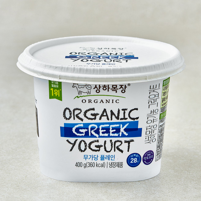 상하목장 유기농 인증 무가당 그릭요거트 플레인, 400g, 1개