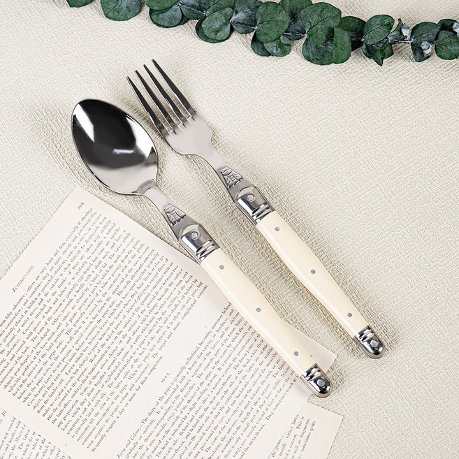 라귀올 디너 스푼 + 포크 세트, 아이보리, 1세트