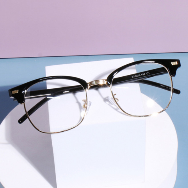 베이마 남녀공용 사각 하금 안경테 E386 + 케이스 + 안경닦이 세트