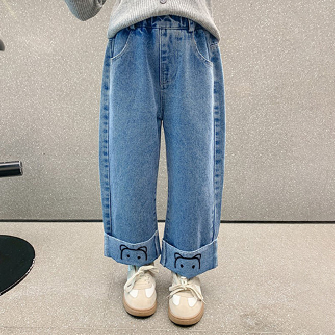 pinkb 女童Who.A.U款丹寧牛仔褲