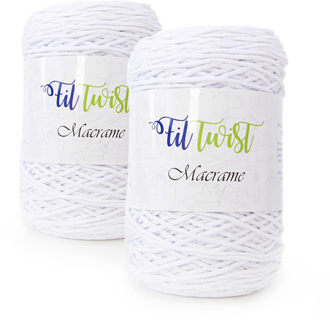 쎄비 필 트위스트 마크라메 뜨개실, 1화이트, 2개