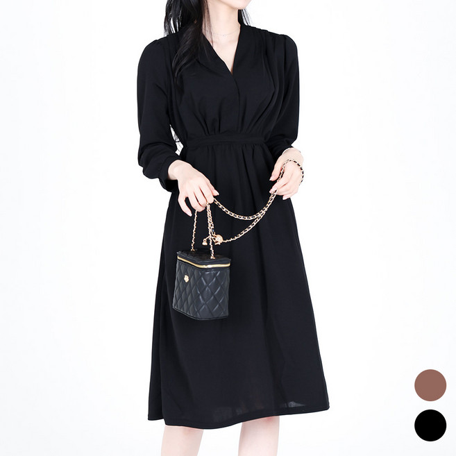Moirbella 女款 Fuse V領長版連身裙 T25FW2-A2218, 黑色