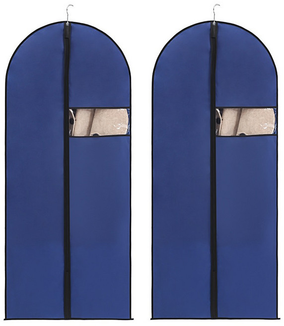 로이윙 심플 투명창 행거 옷커버 방수 블루, 2개, 1개입