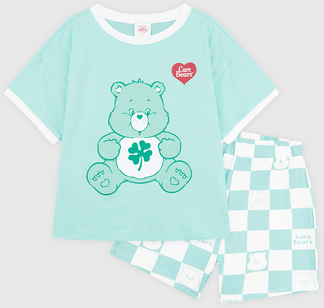 童款Care Bears夏日棋盤格紋短袖短褲套裝