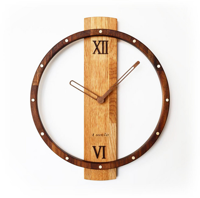 Lumia Vino復古原木裝飾客廳靜音壁鐘 羅馬 330, 選項1.橡木WO-L01(羅馬)