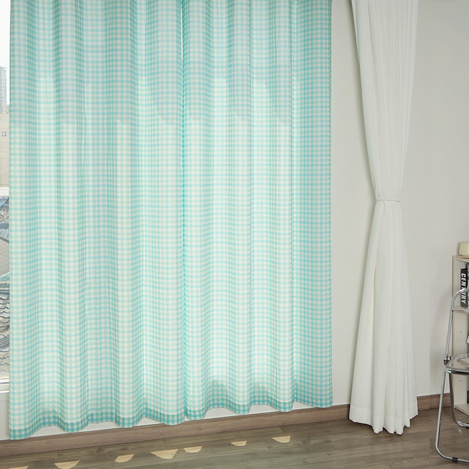 나비손길 복층 비침적은 쉬폰 디자인커튼 핀형 2p