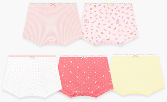 유니프랜드 여아용 가든래빗 드로즈 사각 팬티 5종 세트