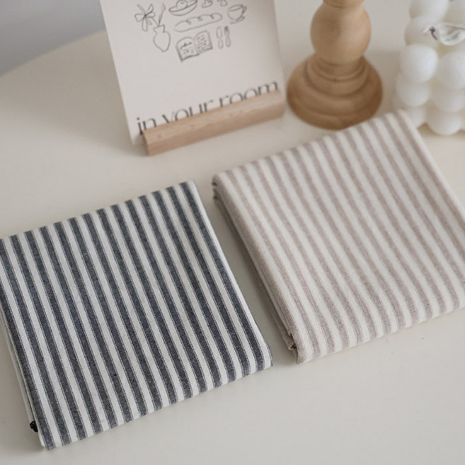 MAISONTEXTILE 女用100%純棉60支紗O條紋手帕2款 + 禮物包裝2入組