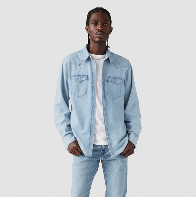 리바이스 남성용 클래식 웨스턴 스탠다드 프랭클린 스톤 워시 면 셔츠
