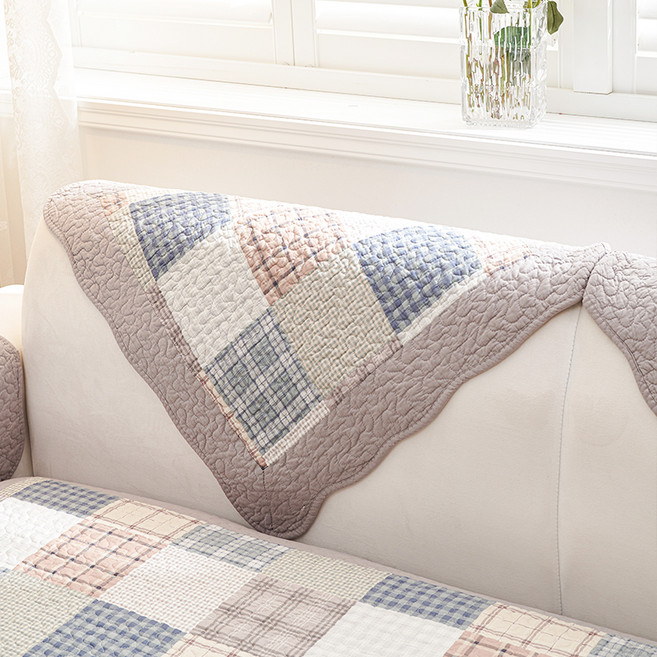 러빙랩 체크 순면 미끄럼방지 쇼파패드