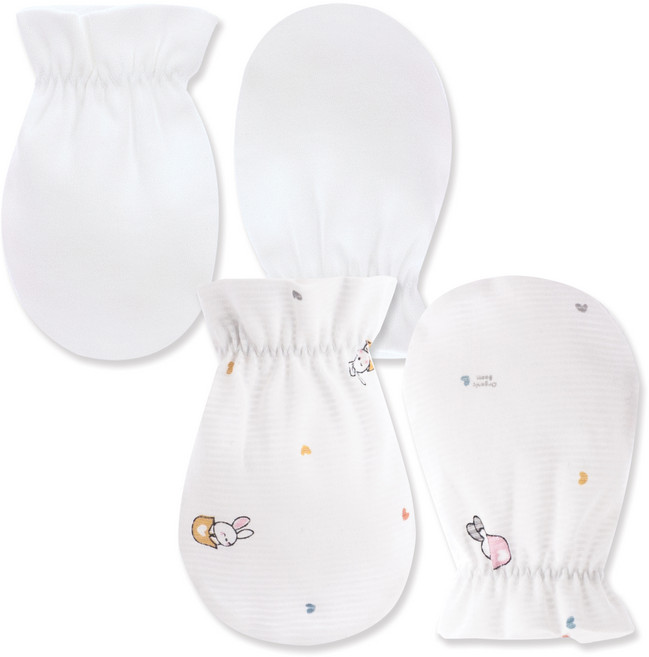 오가닉붐 유아용 토끼띠해 출산 컵토끼 여름용 손싸개 세트(2개세트)