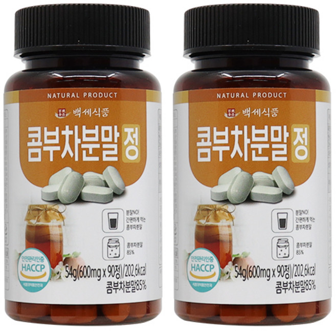 백세식품 콤부차 분말정 600mg, 90정, 2개