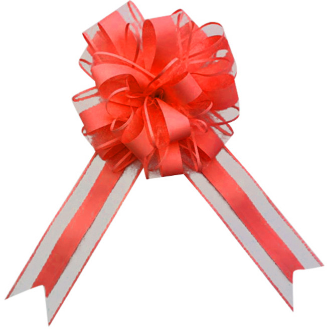 블럭마트 파티용품 웨딩 자동차 핸들 장식 파티소품 매듭 수국 리본 10p, 레드, 1세트