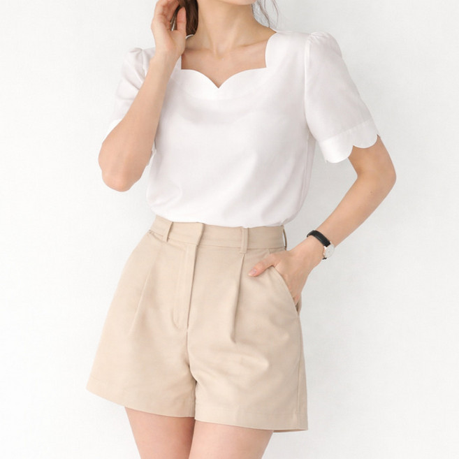 라라온 여성용 핀턱 하이웨스트 슬랙스 반바지 26TSP3925