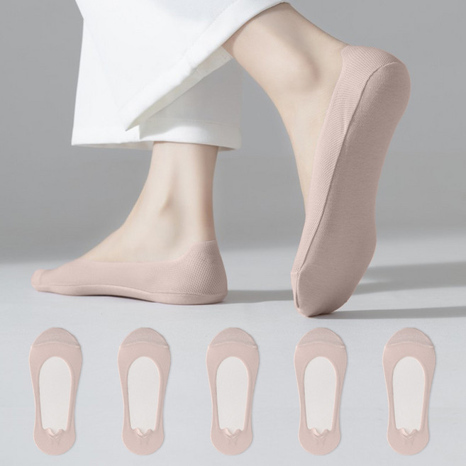 시너싹스 여성용 전체 실리콘 쿨 망사 덧신 5켤레 세트